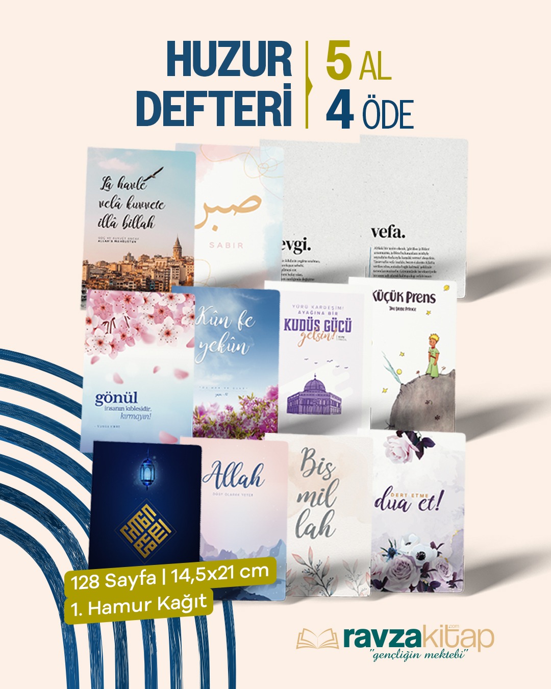 İslamî Tasarımlı Defterlerden 5 Al 4 Öde!<span style="font-size: 12pt;"> <a href="https://www.ravzakitap.com/ozel-tasarimli-defter-islami-defter">İncele</a></span>
