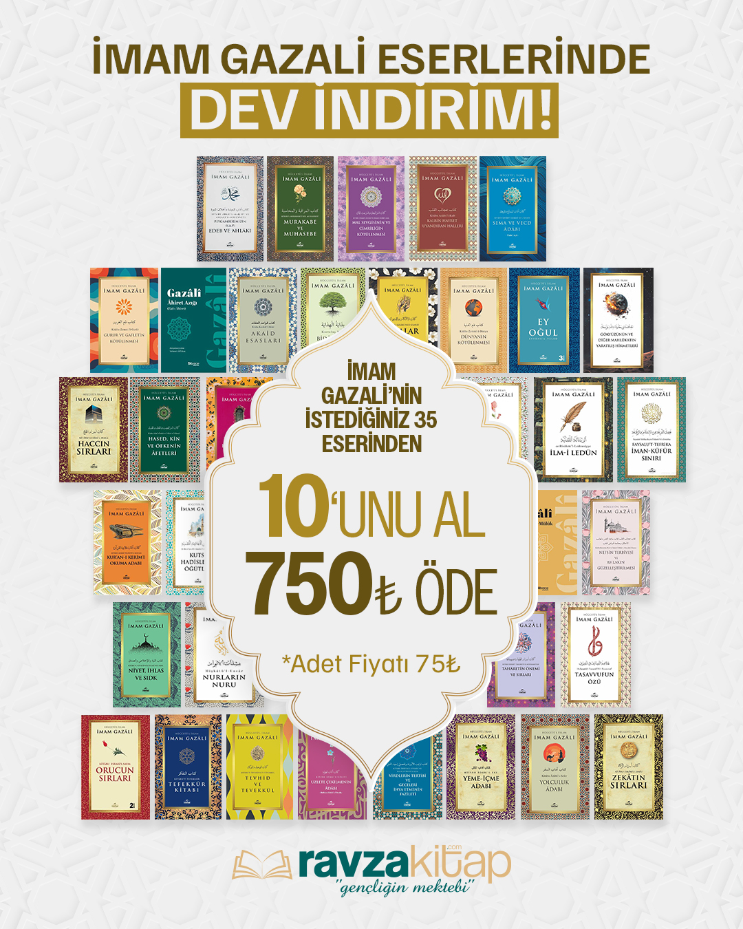 <span style="font-size: 10pt;"><strong>İmam Gazali'den</strong></span> 10 Al <b>750</b> TL Öde. <span style="color: #808000;"><a href="https://www.ravzakitap.com/imam-gazali-kitaplari-kampanyali-ravza-yayinlari" style="color: #808000;">Kitapları İnceleyin.</a></span>