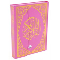 Kur-an’ı Kerim Renkli Gül Desenli Pembe Cilt, Sesli Orta Boy (H-10) - Haktan Yayın Dağıtım (Konya)