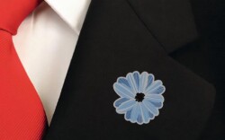 Mor Çiçekli Mineli Pin Bros Metal Yaka Rozeti - Hobbi Tasarim